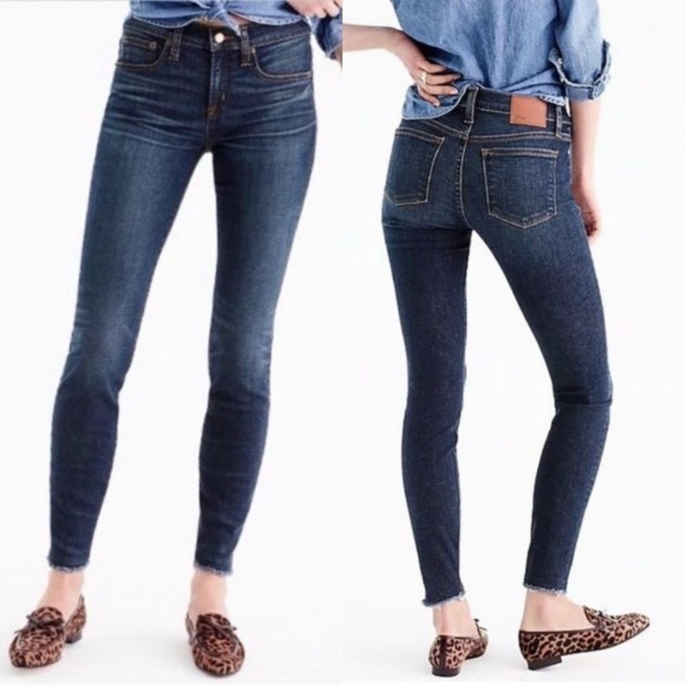 J. Crew Toothpick Style Raw Cut Mid Wash Size 24